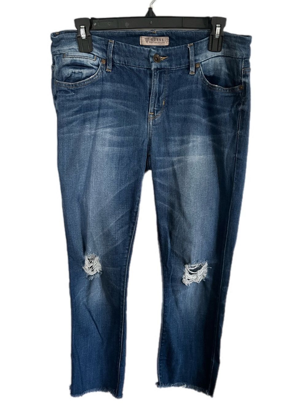 Guess Los Angeles Super Soft Distressed Destructed Medium Denim Boyfriend Jeans
